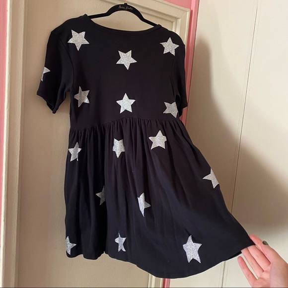 Dolls Kill Dresses & Skirts - Dolls Kill Tallulah Threads Black Cotton Dress with Silver Glitter Stars
